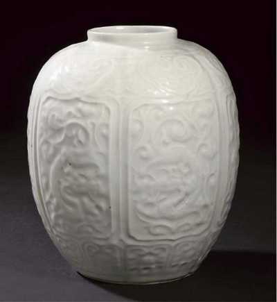 18th century A moulded white glazed vase